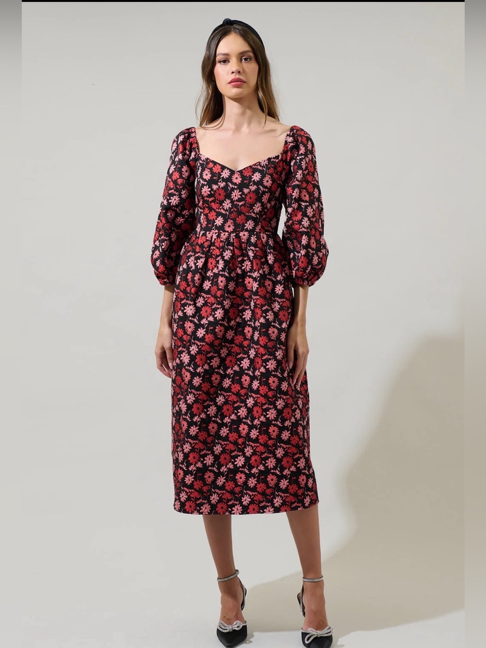 NEW Sugarlips XL Fredonia Floral Dila Jacquard Floral Print Midi Dress